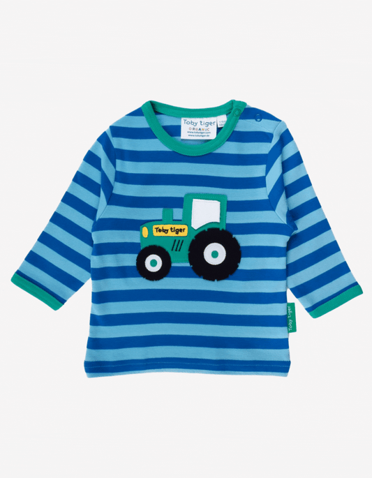 Organic Tractor Applique Long-Sleeved T-Shirt - Toby Tiger
