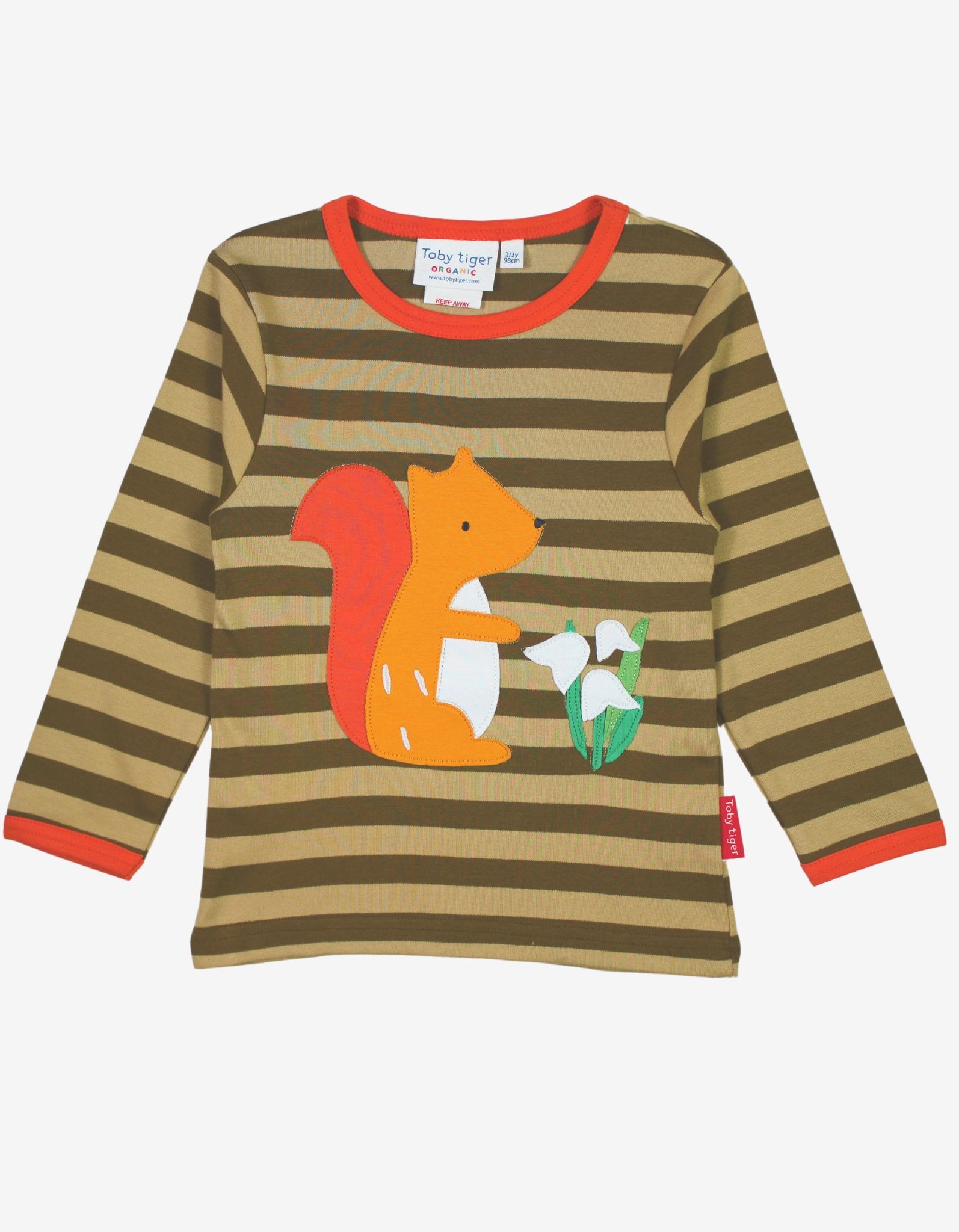 Organic Squirrel Applique Long-Sleeved T-Shirt - Toby Tiger