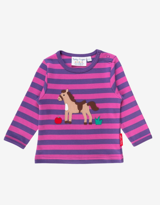 Organic Horse Applique Long-Sleeved T-Shirt - Toby Tiger