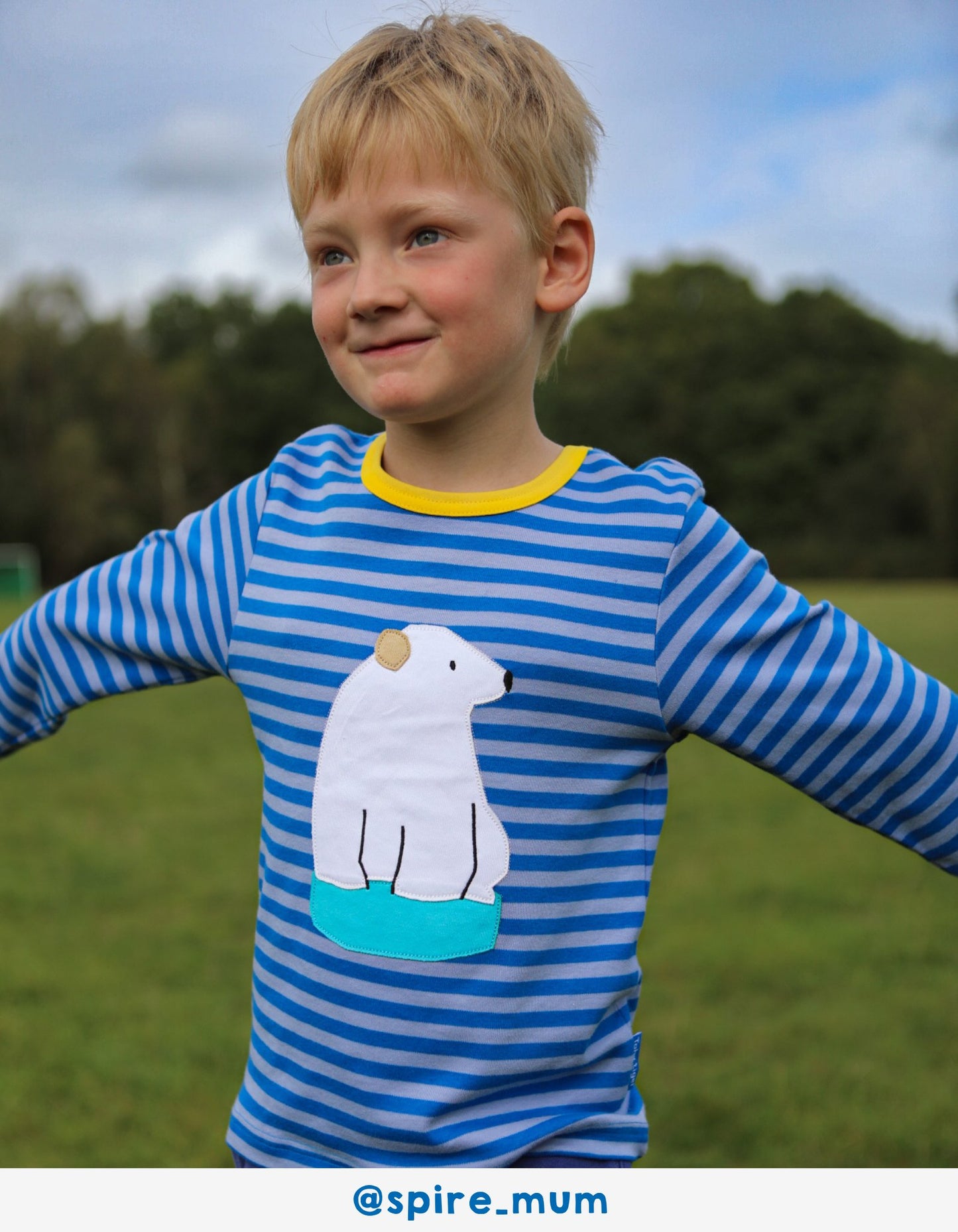 Organic Polar Bear Applique Long-Sleeve T-Shirt - Toby Tiger