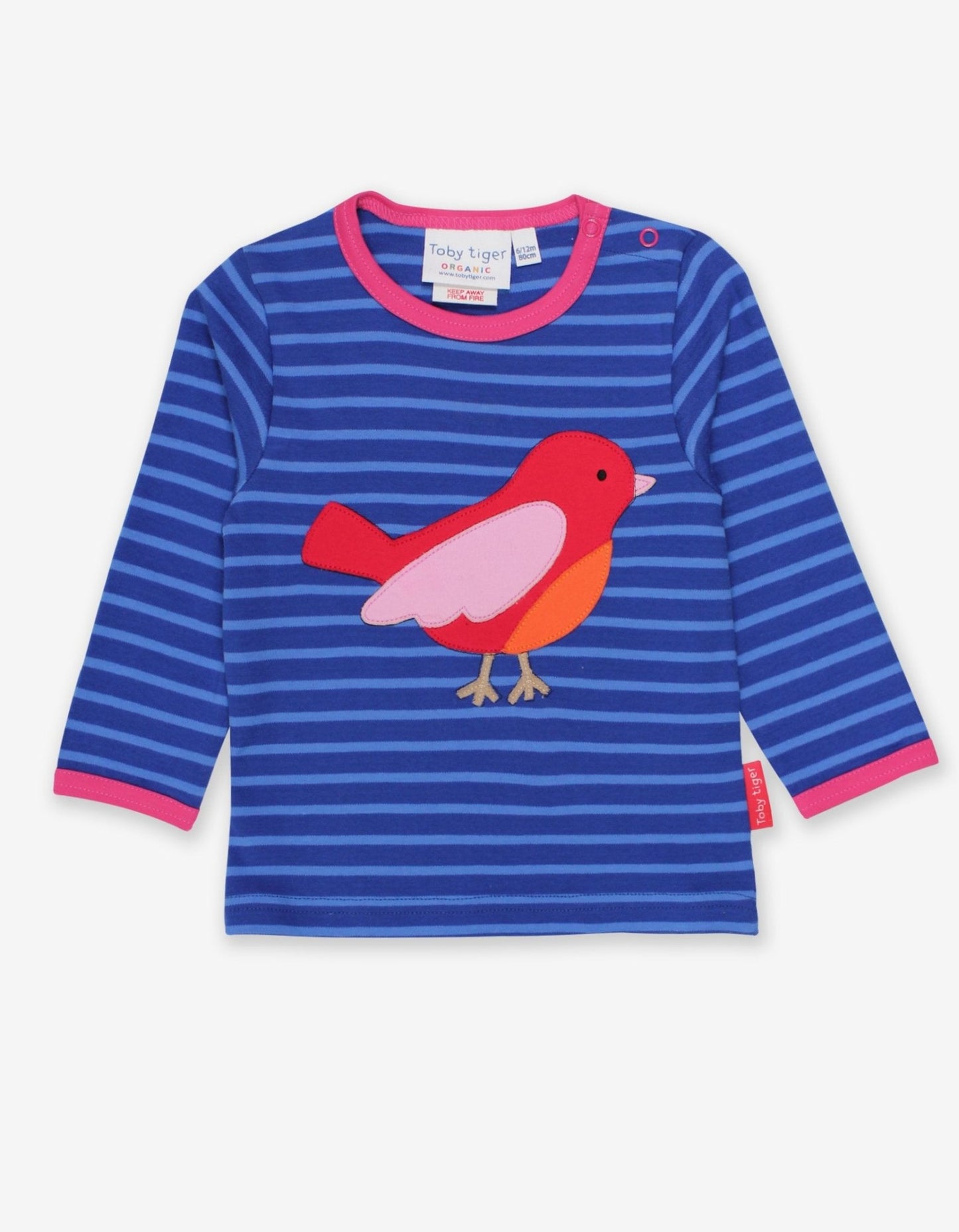 Organic Red Bird Applique T-Shirt - Toby Tiger