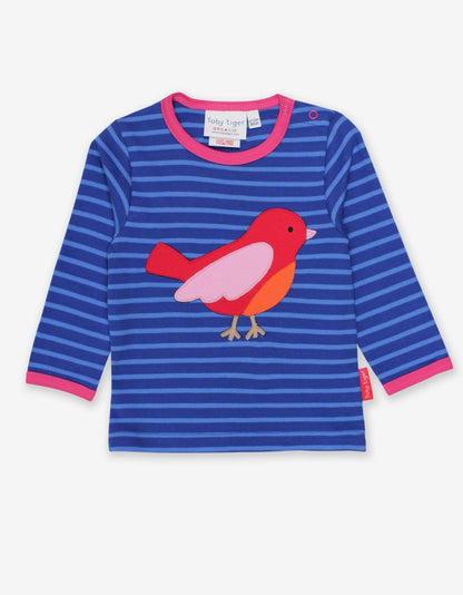 Organic Red Bird Applique T-Shirt - Toby Tiger