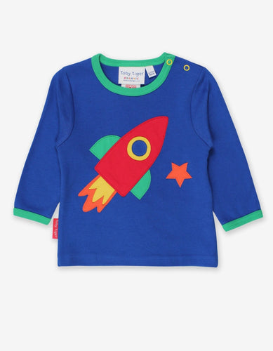 Organic Rocket Planet Applique T-Shirt - Toby Tiger