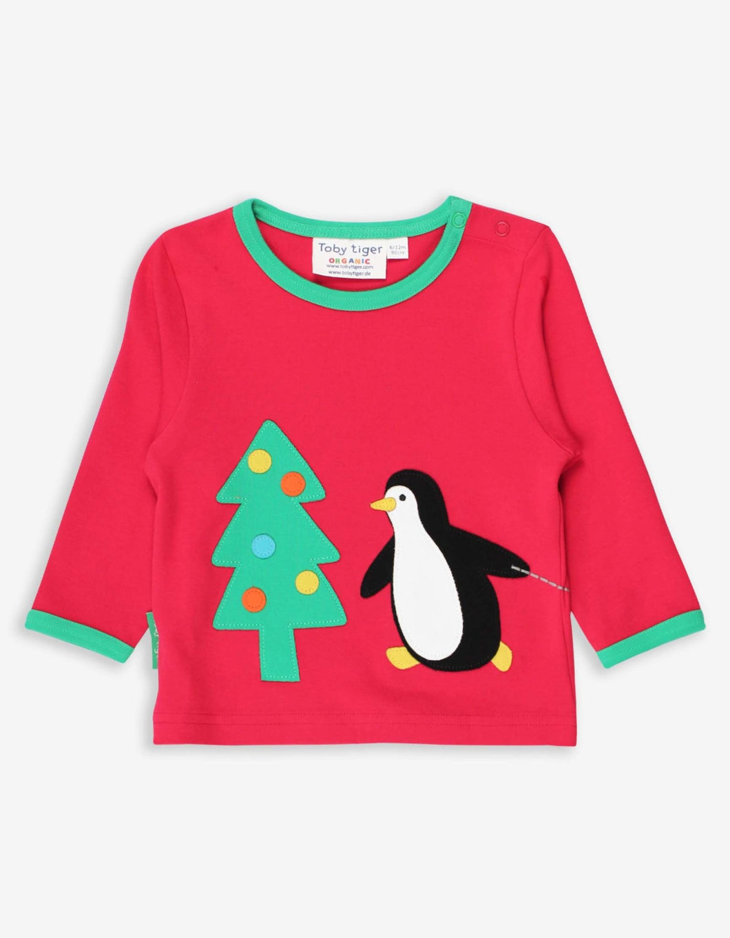 Organic Penguins' Christmas Applique T-Shirt - Toby Tiger