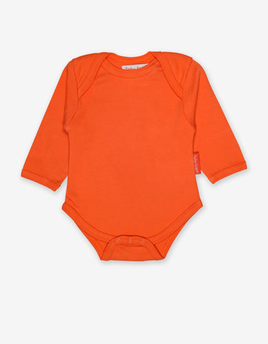 Organic Orange Basic Long-Sleeved Baby Body - Toby Tiger