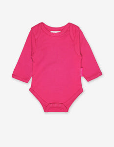 Organic Pink Basic Long-Sleeved Baby Body - Toby Tiger