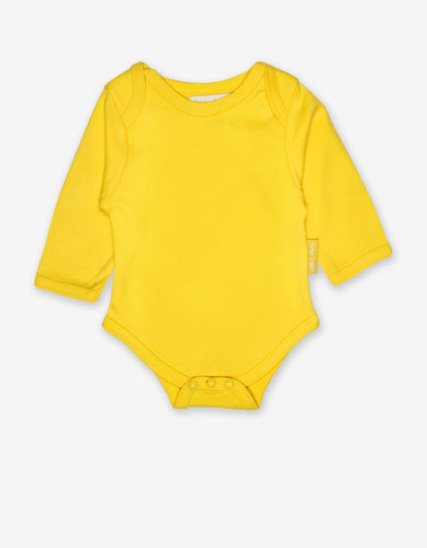 Organic Yellow Basic Long-Sleeved Baby Body - Toby Tiger