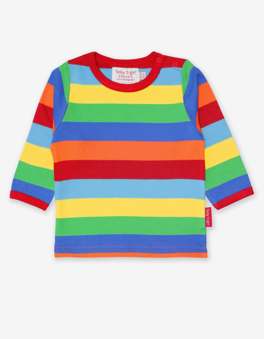 Organic Multi Stripe Long-Sleeved T-Shirt - Toby Tiger