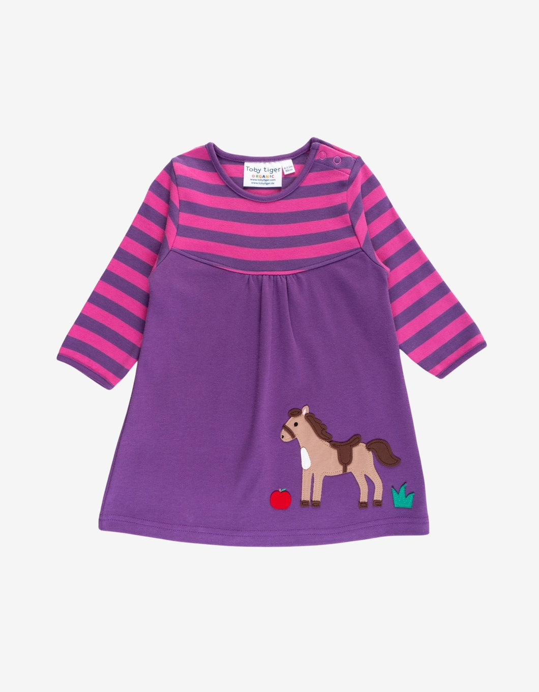 Organic Horse Applique Long-Sleeved Dress - Toby Tiger