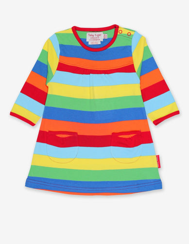 Organic Multi Stripe Long-Sleeved Dress - Toby Tiger