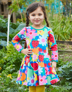 Organic Fruit Flower Print Skater Dress - Toby Tiger