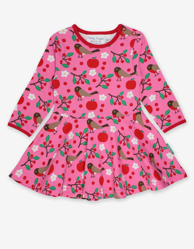 Organic Robin Print Skater Dress - Toby Tiger