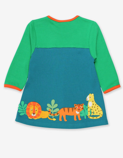 Organic Wild Cats Applique T-Shirt Dress - Toby Tiger