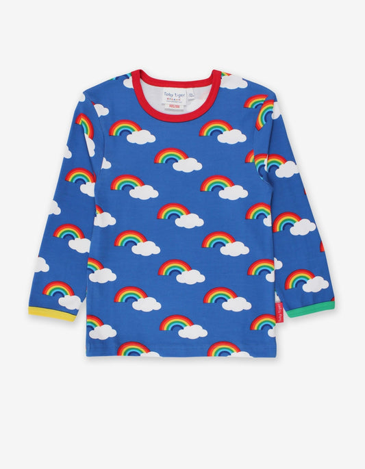 Organic Multi Rainbow Print Long-Sleeved T-Shirt - Toby Tiger