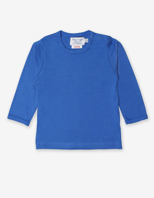 Organic Blue Basic Long-Sleeved T-Shirt