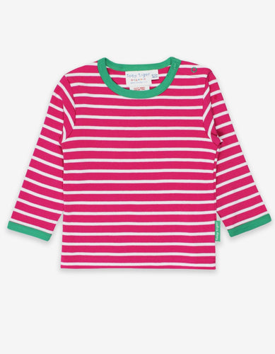 Organic Pink Breton T-Shirt - Toby Tiger