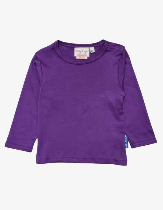 Organic Purple Basic Long-Sleeved T-Shirt - Toby Tiger