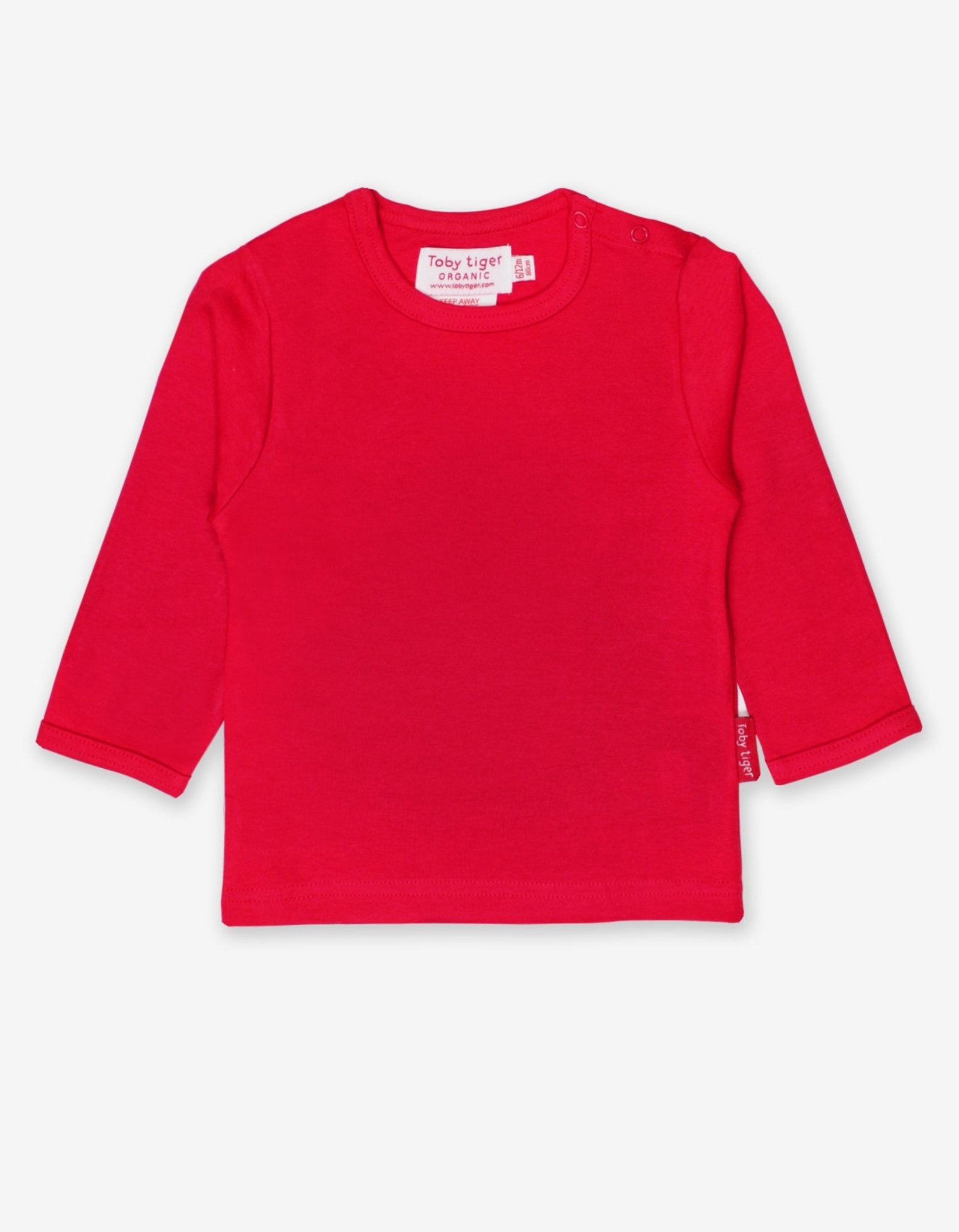 Organic Red Basic Long-Sleeved T-Shirt - Toby Tiger