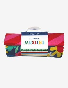 Organic Bold Floral Print Muslin 2-Pack - Toby Tiger