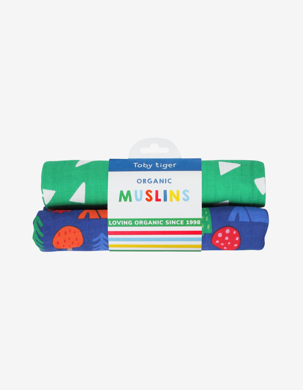 Organic Camping Bear Print 2-Pack Muslins - Toby Tiger