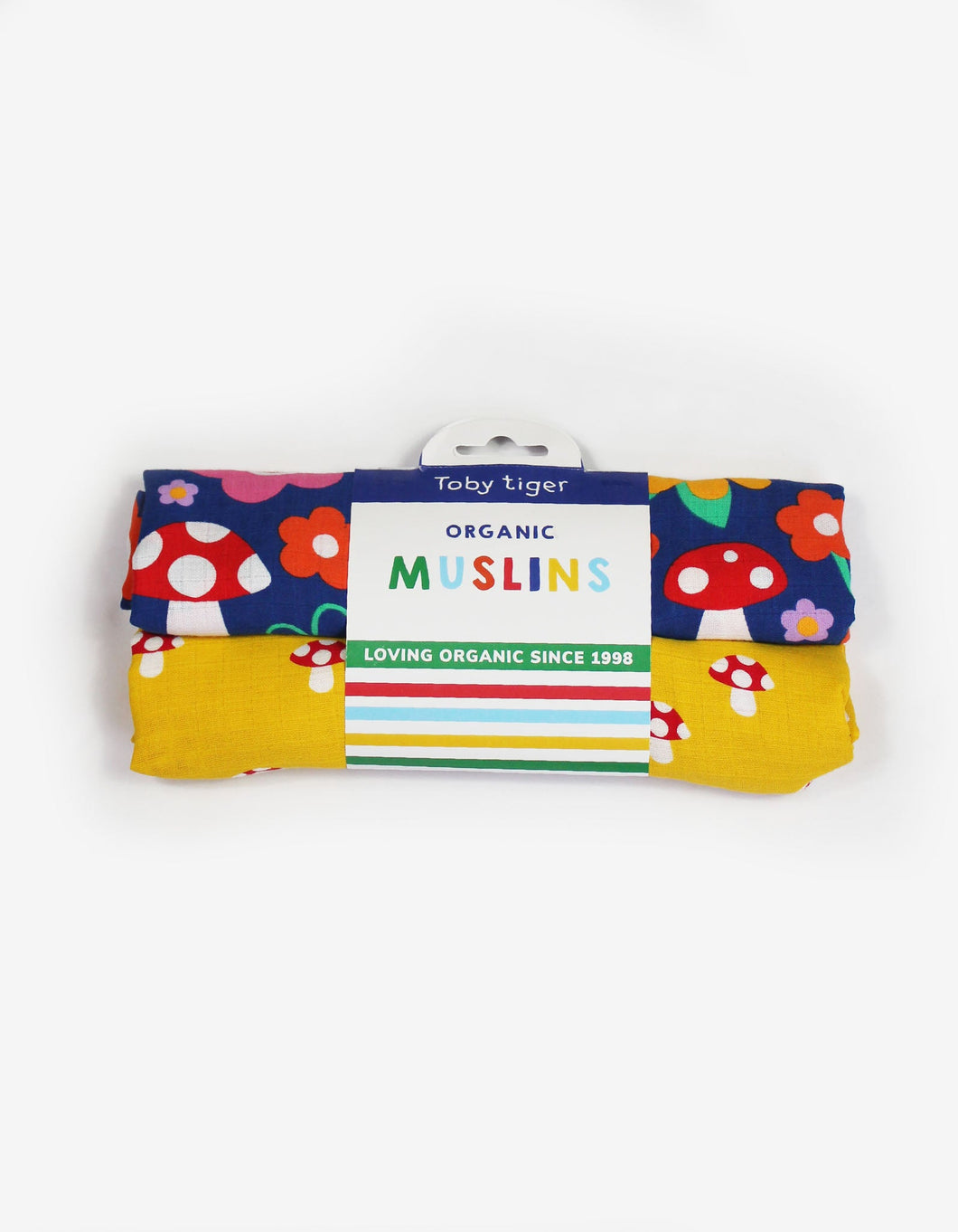 Organic Floral Mushroom Print Muslin 2-Pack - Toby Tiger
