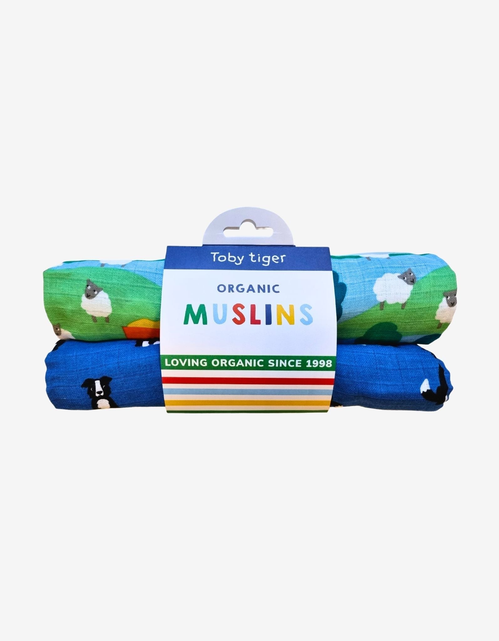 Organic Farm Print Muslin 2 - Pack - Toby Tiger