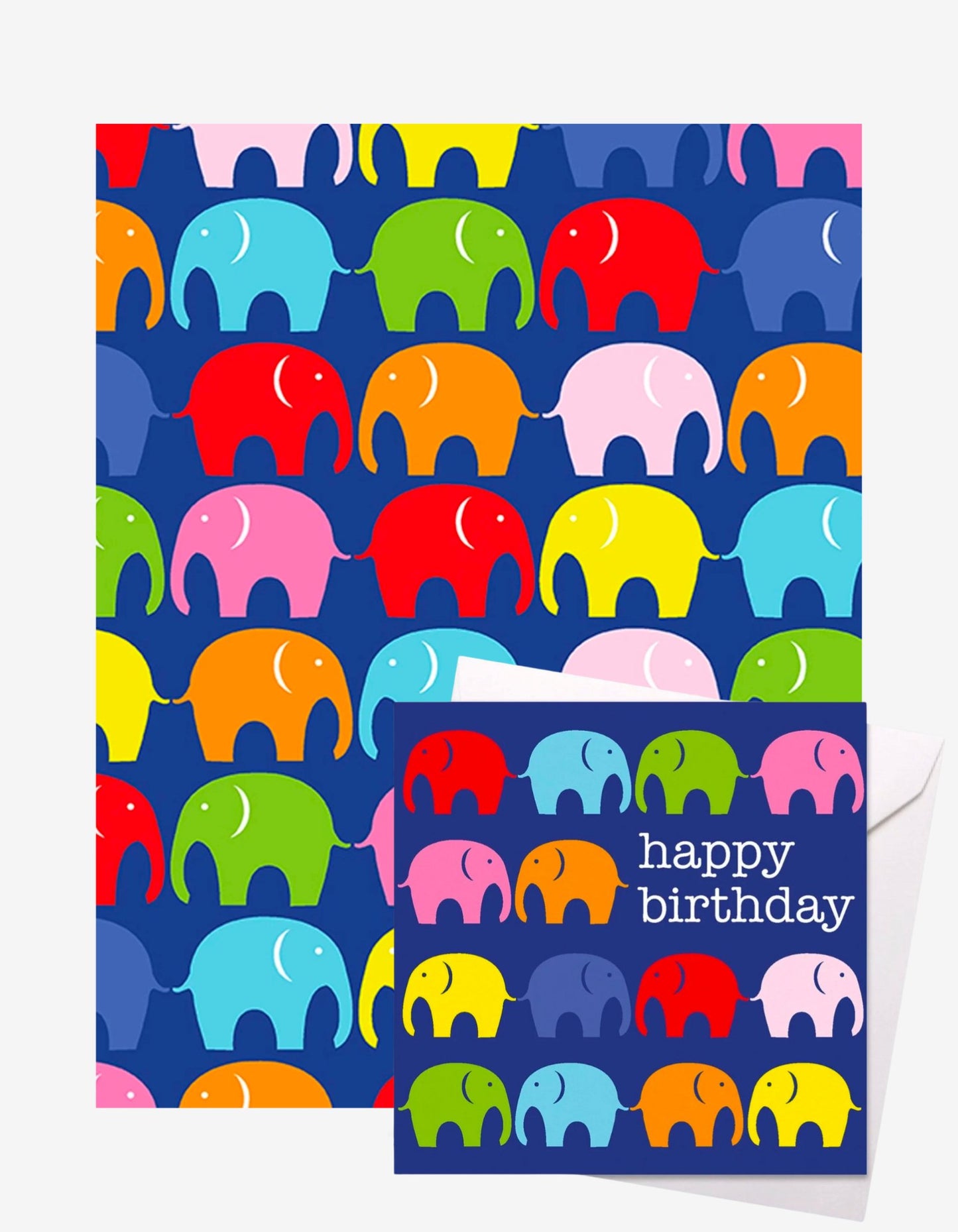 Multi Elephant Gift Wrap + Personalised Card - Toby Tiger