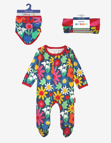 Organic Bold Floral Baby Bundle - Toby Tiger