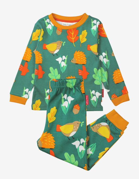 Organic Autumn Print Pyjamas - Toby Tiger