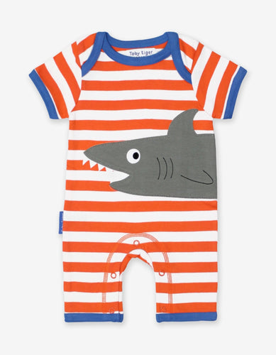 Organic Shark Applique Romper - Toby Tiger
