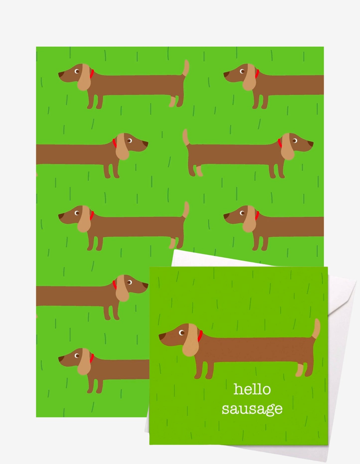 Sausage Dog Gift Wrap + Personalised Card - Toby Tiger