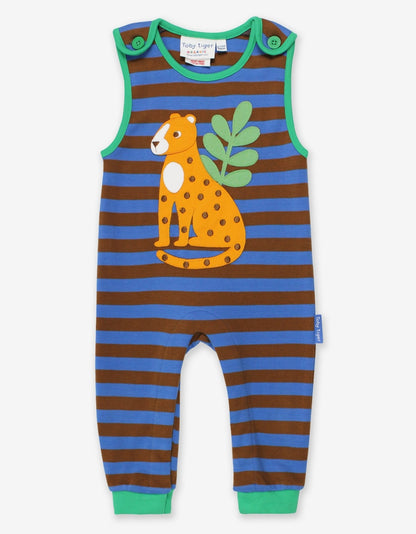 Organic Leopard Applique Slungarees - Toby Tiger