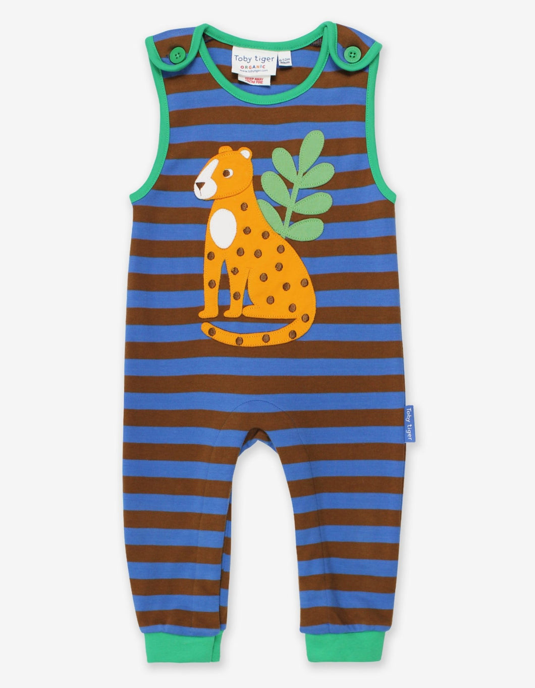Organic Leopard Applique Slungarees - Toby Tiger