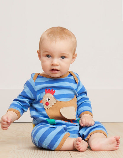 Organic Clucky Chicken Applique Sleepsuit - Toby Tiger