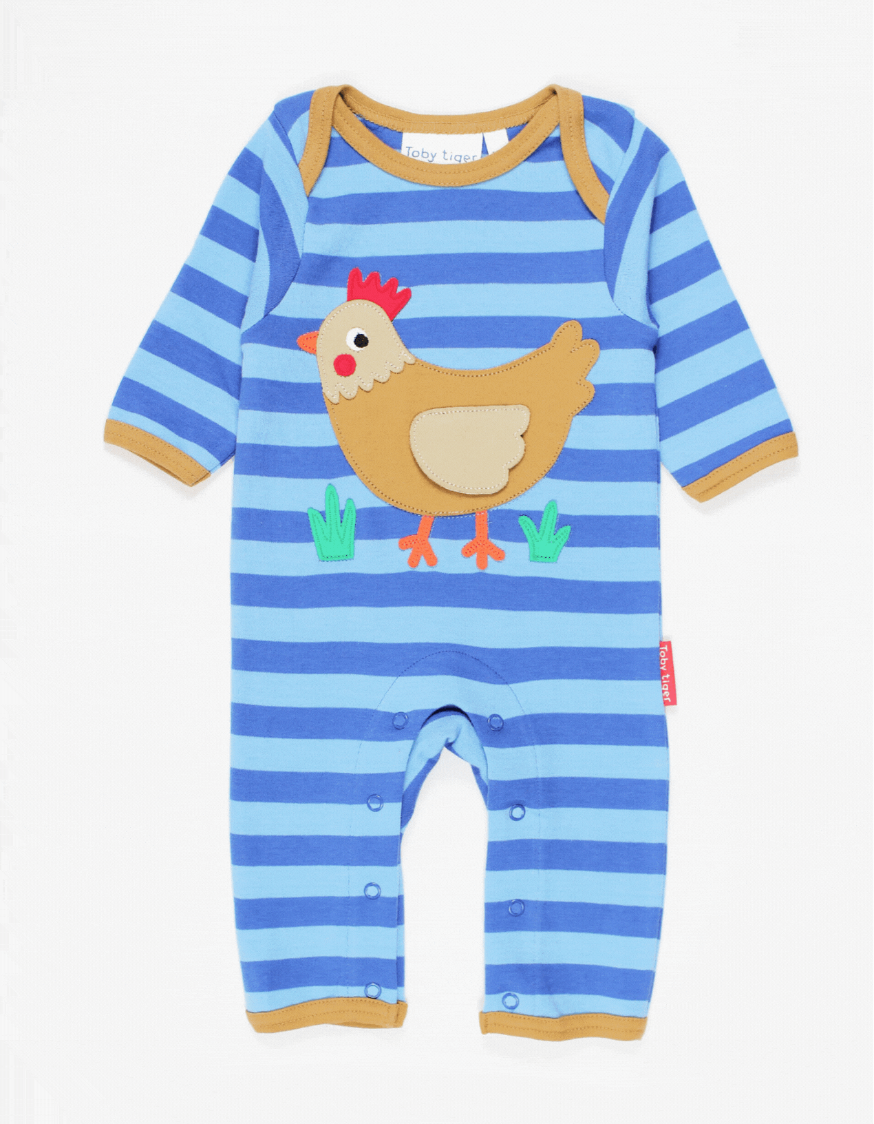 Grenouillère en coton bio avec applique poulet