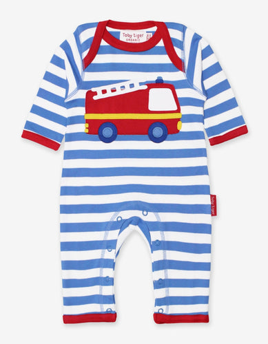 Organic Fire Engine Applique Sleepsuit - Toby Tiger