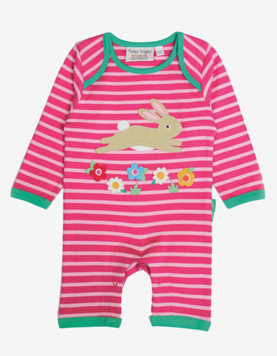 Organic Leaping Bunny Applique Sleepsuit - Toby Tiger