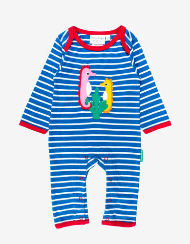 Organic Seahorse Applique Sleepsuit - Toby Tiger