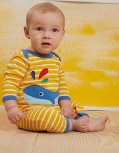 Organic Whale Applique Sleepsuit - Toby Tiger