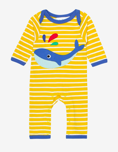 Organic Whale Applique Sleepsuit - Toby Tiger