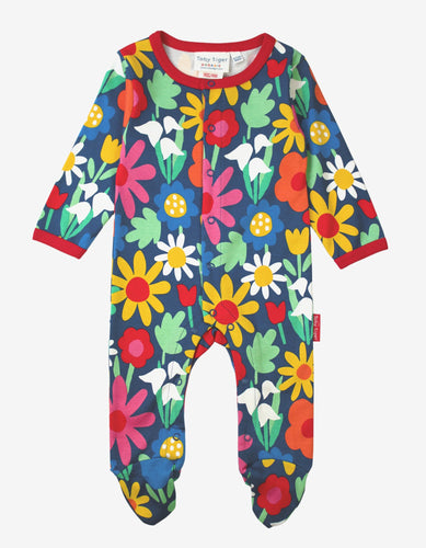 Organic Bold Floral Babygrow - Toby Tiger