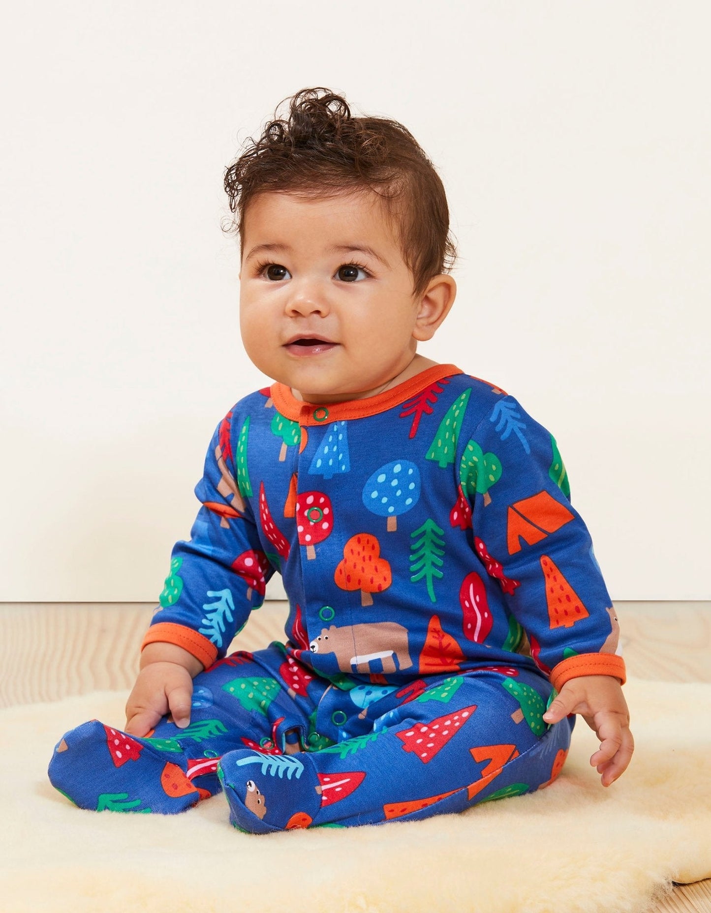 Organic Camping Bear Print Babygrow - Toby Tiger