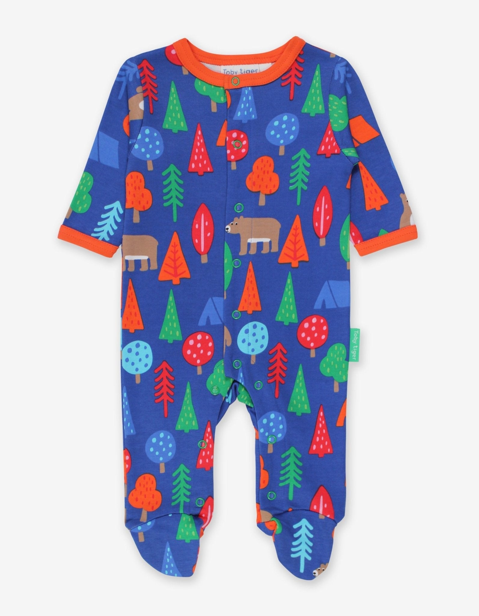 Organic Camping Bear Print Babygrow - Toby Tiger