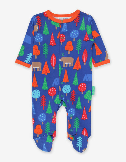 Organic Camping Bear Print Babygrow - Toby Tiger