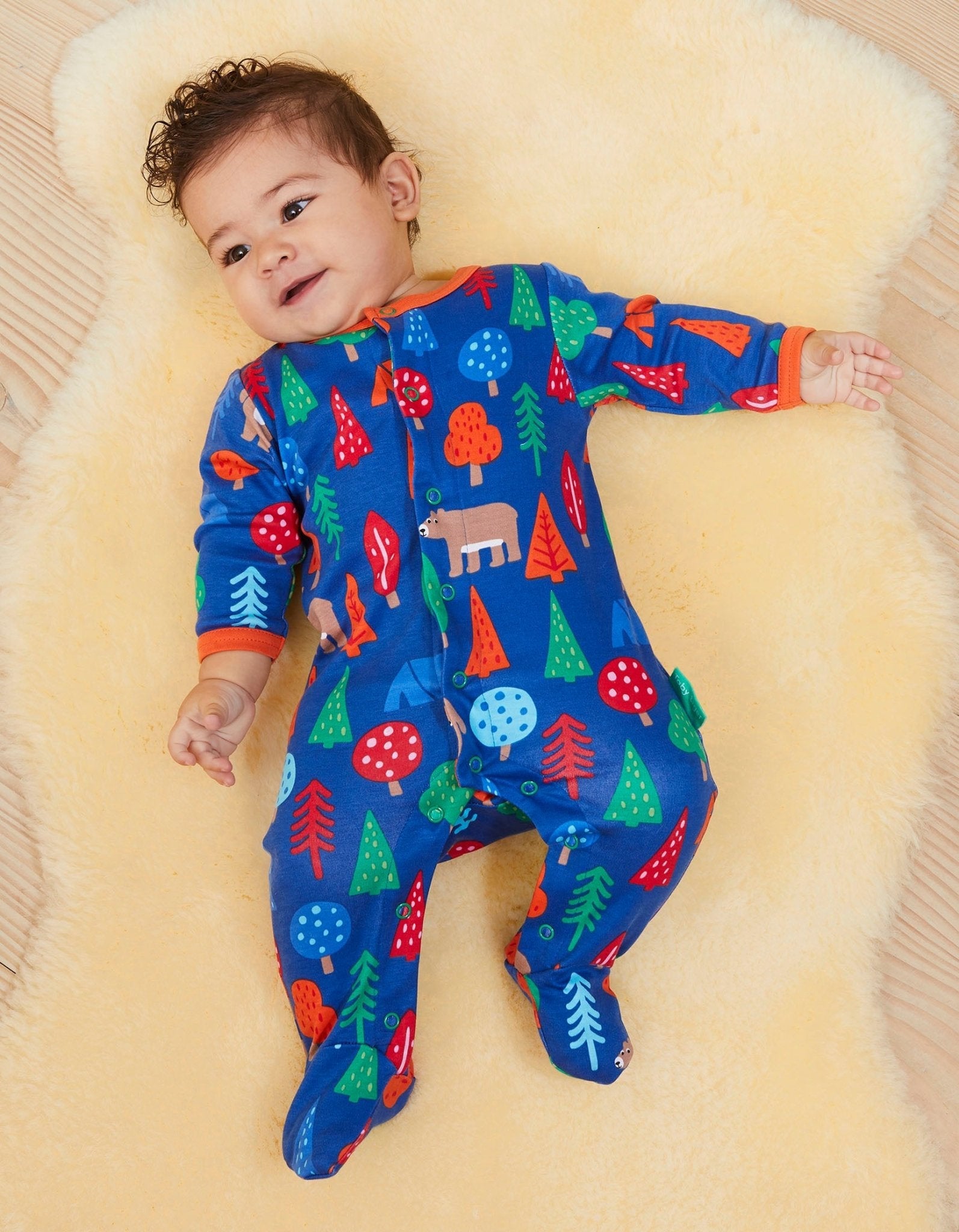 Organic Camping Bear Print Babygrow - Toby Tiger