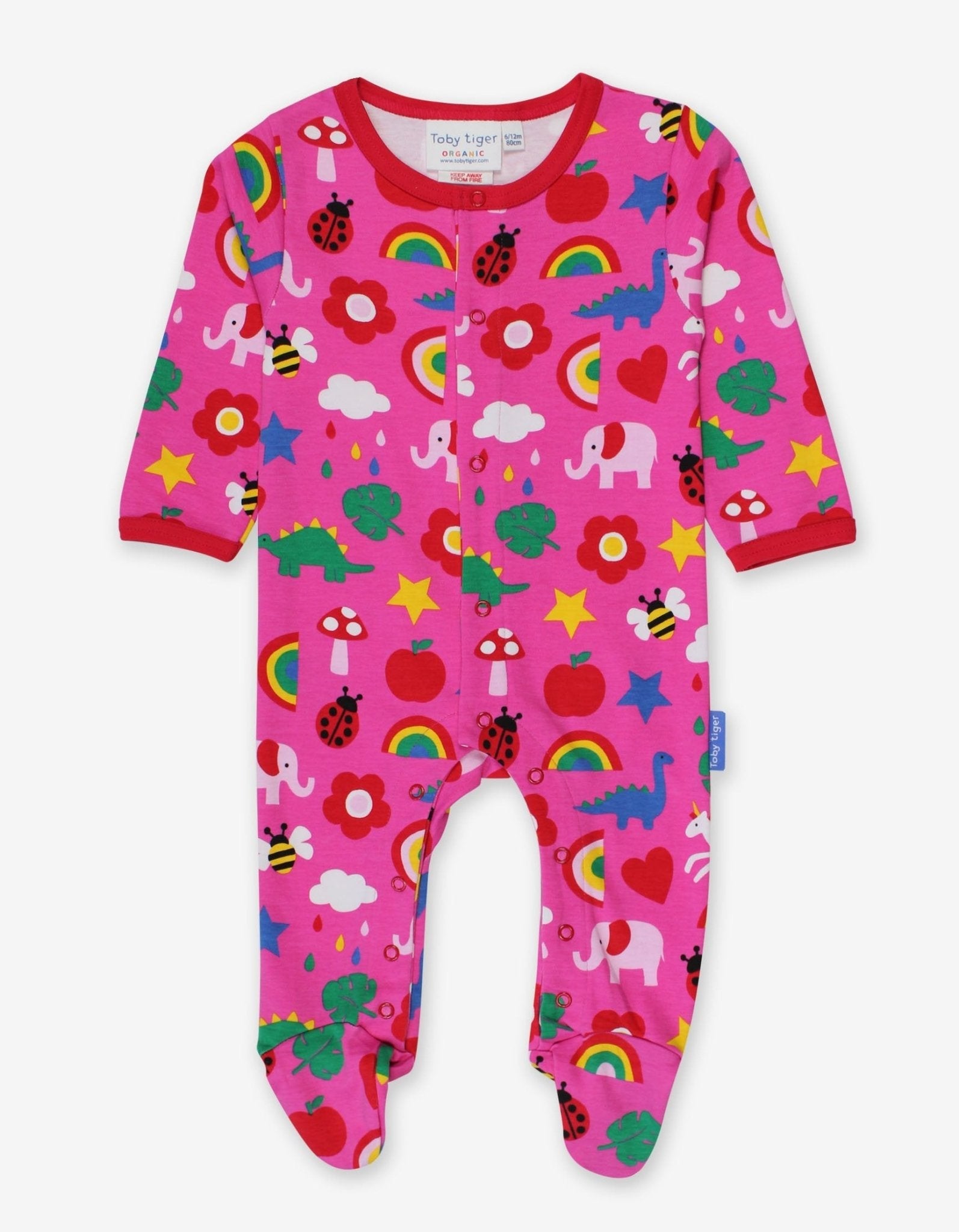 Organic Magical Mix - Up Print Babygrow - Toby Tiger