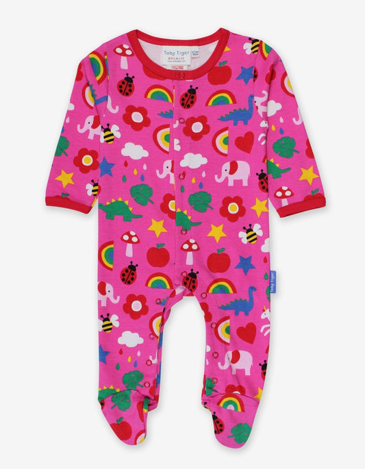 Organic Magical Mix - Up Print Babygrow - Toby Tiger