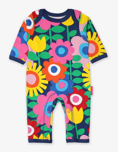Organic Navy Flower Power Sleepsuit - Toby Tiger