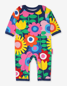 Organic Navy Flower Power Sleepsuit - Toby Tiger
