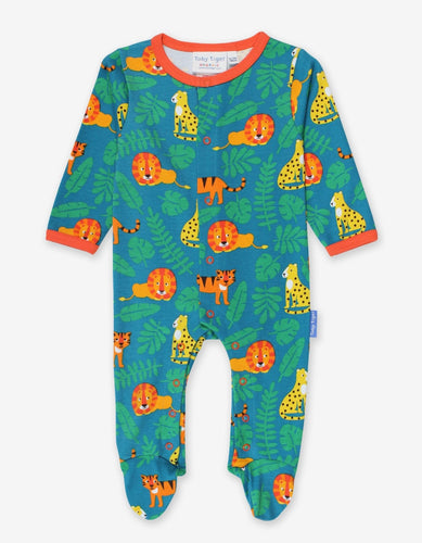 Organic Wild Cats Print Babygrow - Toby Tiger